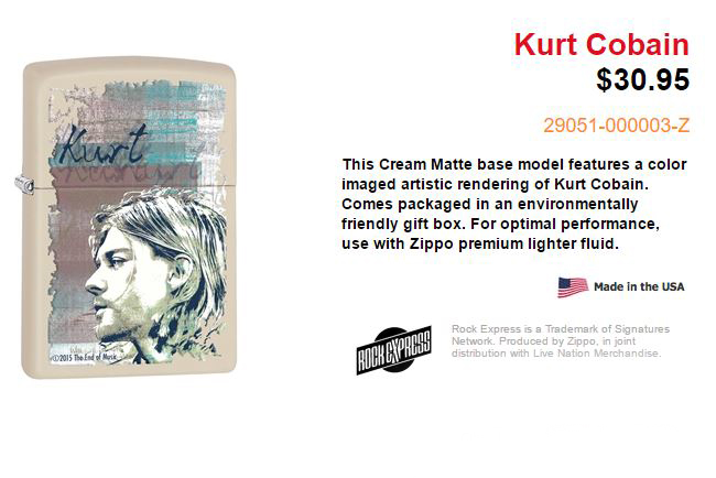 ไฟแช็ค Zippo แท้ " Zippo 29051 KURT COBIAN Cream Matte Finish Lighter " แท้นำเข้า 100%