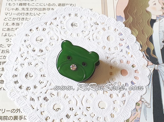 Aznavour ที่หนีบผมเซลลูโลสหมีน้อยแต่งคริสตัล Swarovski ( Green )