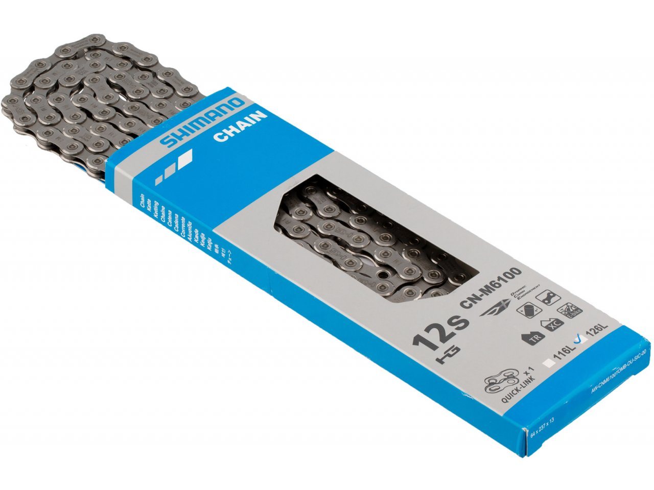 SHIMANO โซ่ DEORE, CNM6100, 12-SPD, รุ่นปลดเร็ว, 126L, มีกล่อง