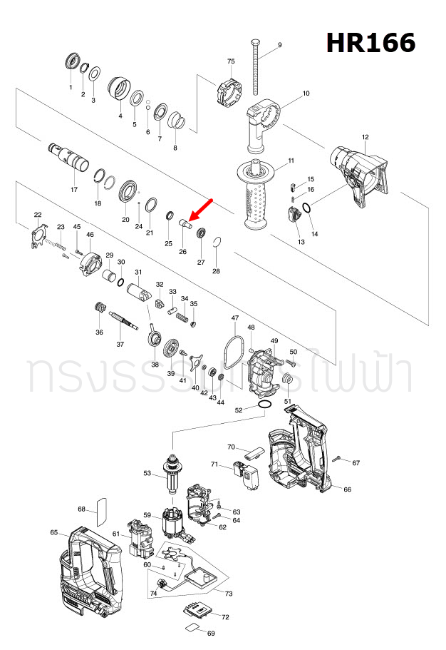 IMPACT BOLT สว่านโรตารี่ Makita มากีต้า HR166, HR166D [#26] Pn.326843-5 (แท้) ##