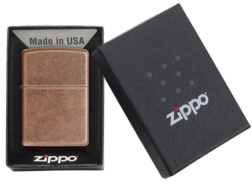 ไฟแช็คซิปโป้ ผิวลายทองแดงโบราณ Zippo 301FB Antique Copper Reddish Bright Metallic แท้นำเข้า 100%