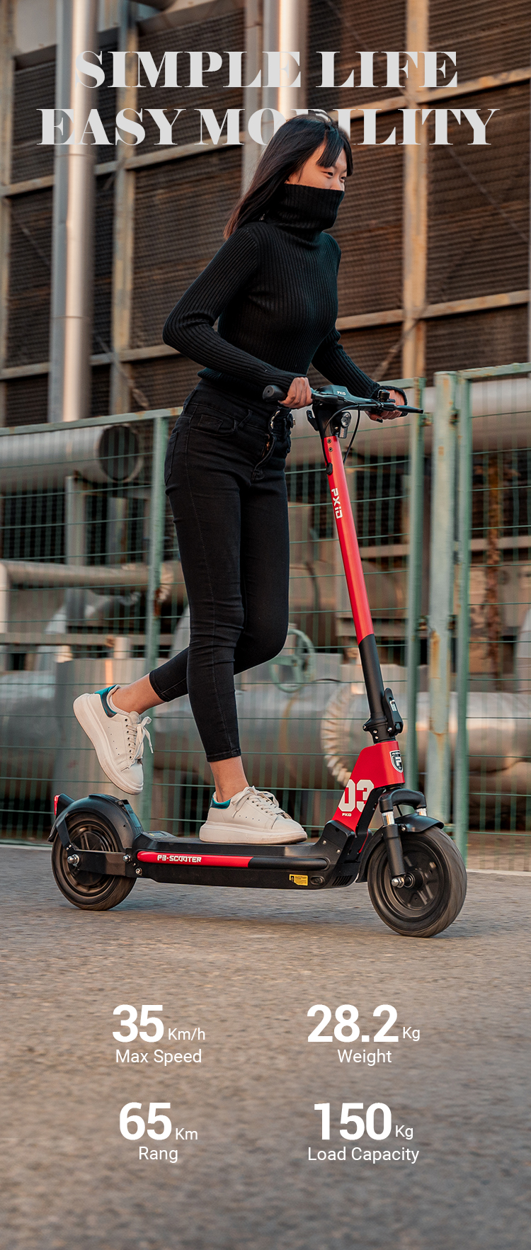 สกู๊ตเตอร์ไฟฟ้า PXID URBAN 03 New Design Two Wheel Offroad E Scooter 3200W Dual Motor Electric Scooter 2023