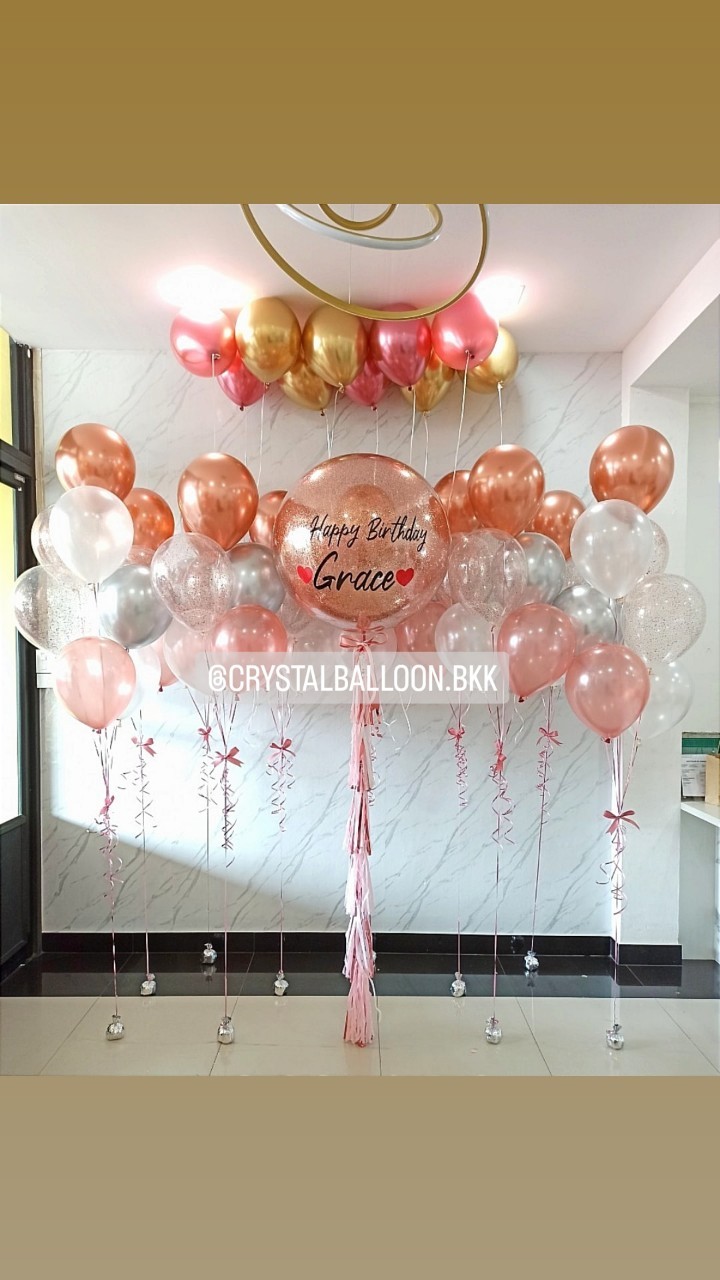 ลูกโป่ง วันเกิด Bubble ขนาด 36" พร้อม ช่อลูกโป่ง 5 ลูก 8 ช่อ,ช่อลูกโป่ง 7 ลูก 2 ช่อ พร้อมตกแต่ง ฟอยล์ตัวอักษร Happy Birthday ขนาด 16",ป้ายธง Happy Birthday,ลูกโป่งลอยฝ้า 20 ลูก สามารถเปลี่ยนสีลูกโป่ง/เปลี่ยนข้อความ/เปลี่ยนสี-ฟอยล์ตัวอักษร-ป้ายธง