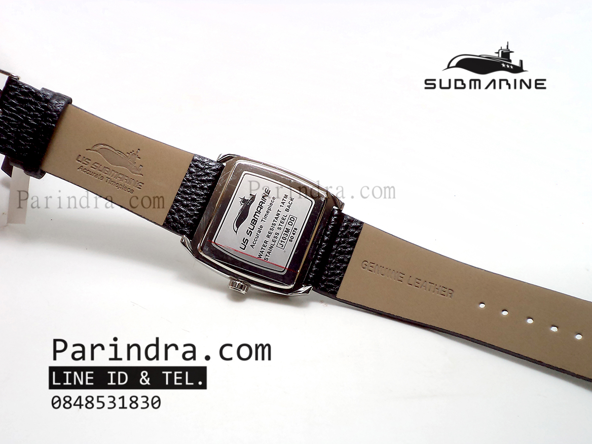 นาฬิกา US Submarine J103MDD ของแท้ 100 % สายหนังดำหน้าปัดขาวเข็มเงิน