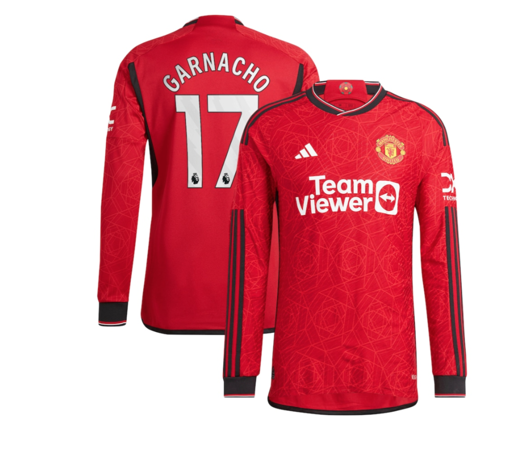 เสื้อแมนเชสเตอร์ ยูไนเต็ด 2023 2024 ทีมเหย้ารุ่นเวอร์ชั่นนักเตะ Home Authentic Garnacho 17 แขนยาวของแท้