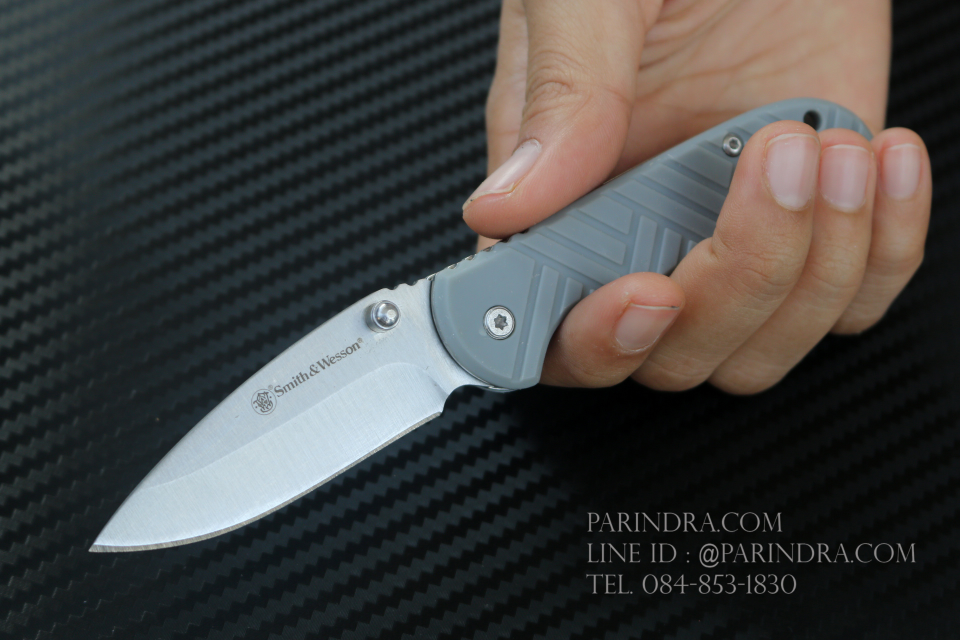 มีดพับขนาดเล็ก Smith & Wesson ด้ามสีเทา (OEM)