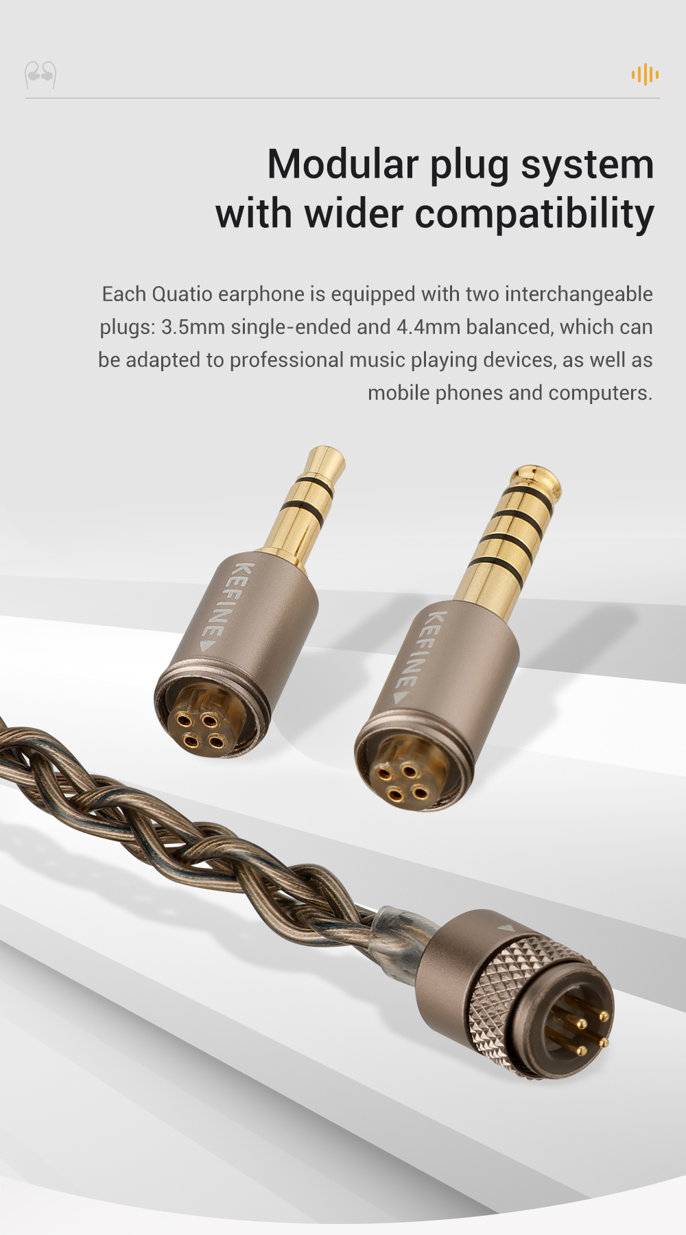 Kefine Quatio หูฟัง IEMs Hybrid 4 ไดรเวอร์ 2DD+2BA เปลี่ยนท่อนำเสียงได้ ปลั๊กหูฟังแบบโมดูลาร์ ประกันศูนย์ไทย