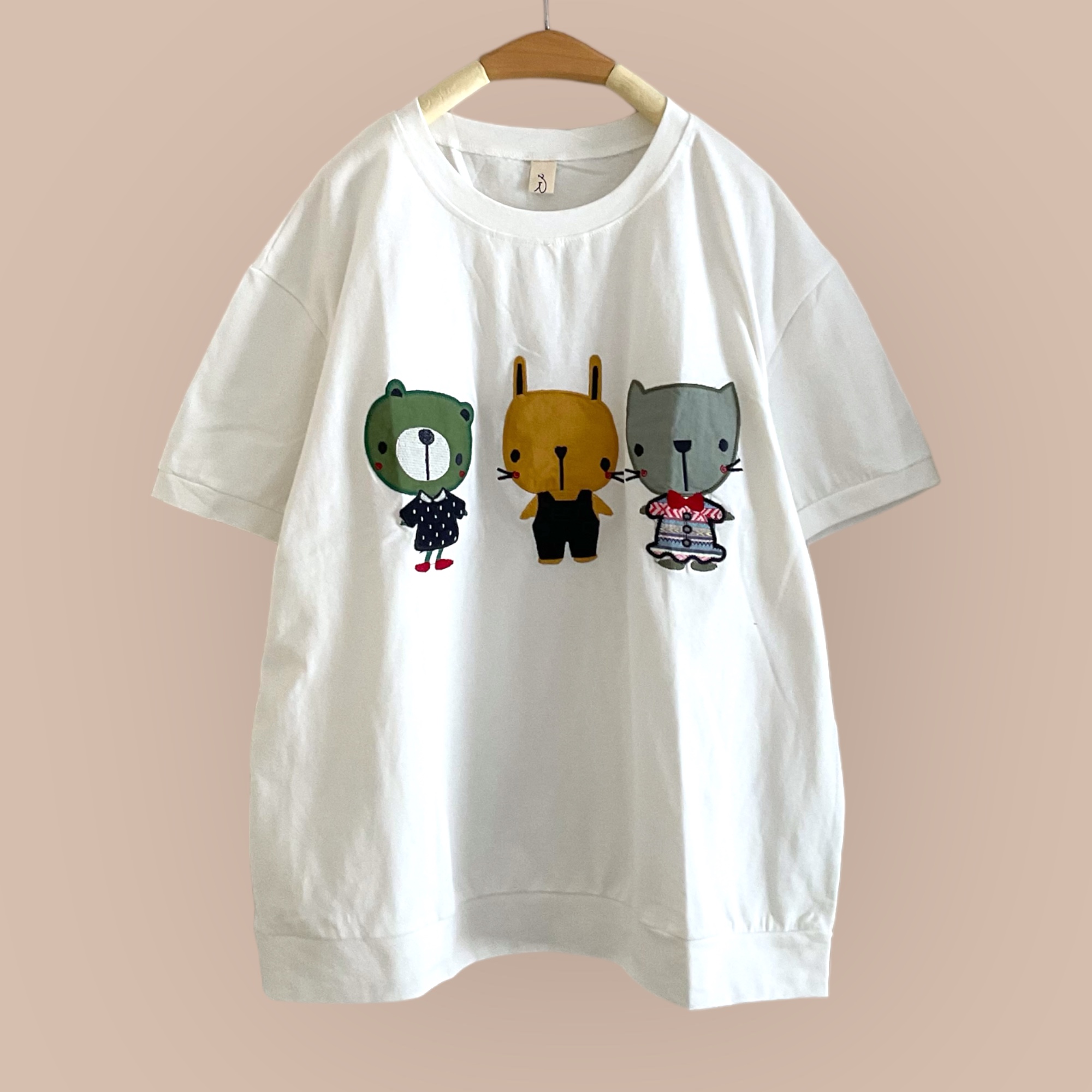 เสื้อยืดลายปักหมี~กระต่าย~แมว