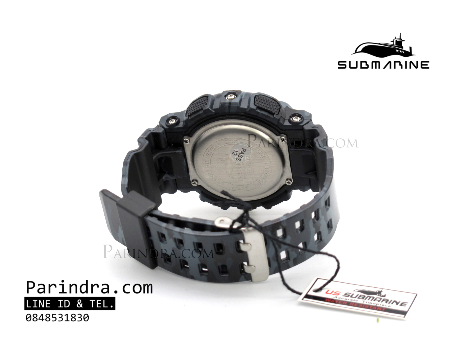 นาฬิกา US submarine รุ่น TP3176M (Military) สีลายพรางทหารสีเทาเข้มๆ หน้าปัดพื้นน้ำเงิน