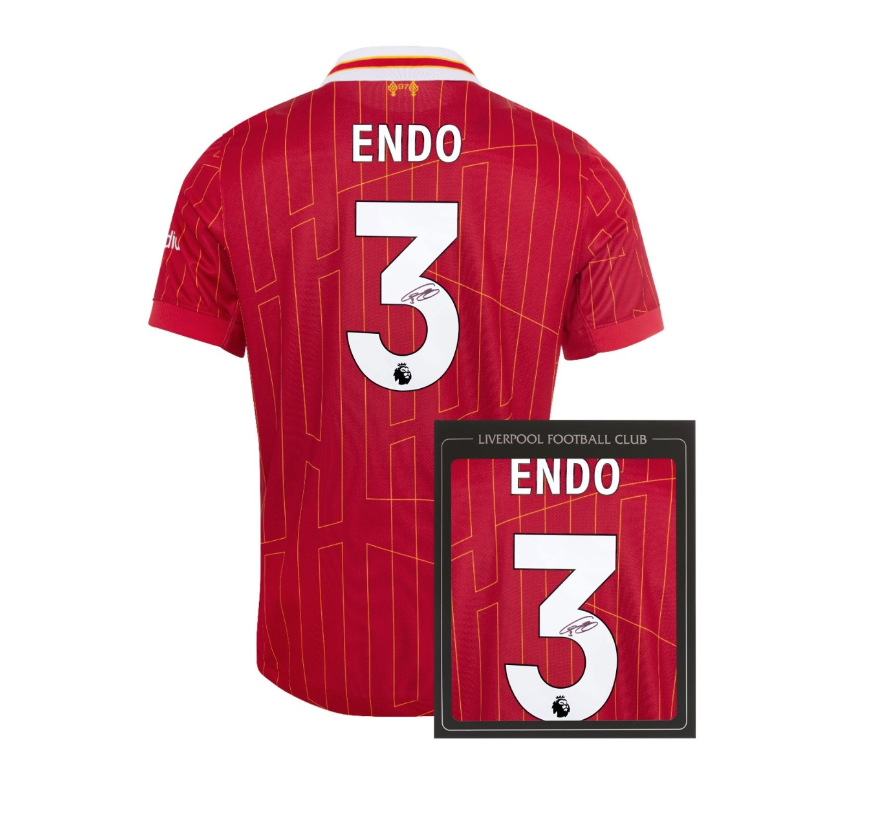 เสื้อลิเวอร์พูล 2024 2025 ลายเซ็นต์ ENDO 3 มีใบรับรองลายเซ็นต์มือของแท้ในกล่อง