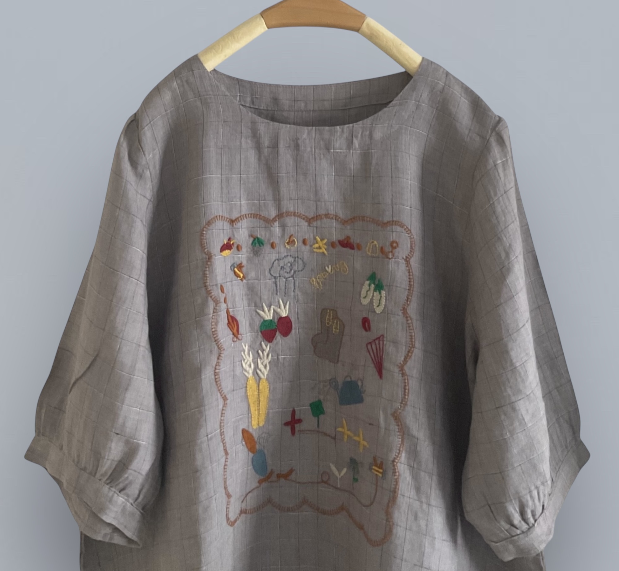 เสื้อผ้าลินินลายปักทรงโอเวอร์ไซส์