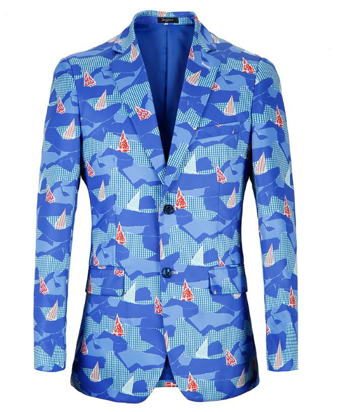 Pre-order เสื้อสูทชายแฟชั่น ลายกราฟฟิก สีสดใส ** เฉพาะเสื้อ**