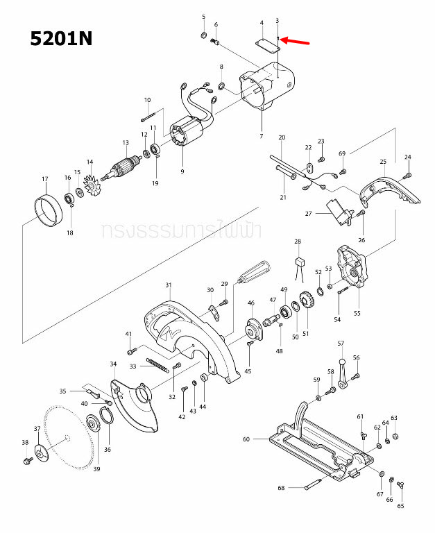 RIVET 0.5 Makita มากีต้า HM1201, 1100, 1600, 1804N, 1805N, 2414, 5103N, 5201N, 5401N, 5700, 5900B, 6401, 9401 Pn.953106-2 (แท้) ##