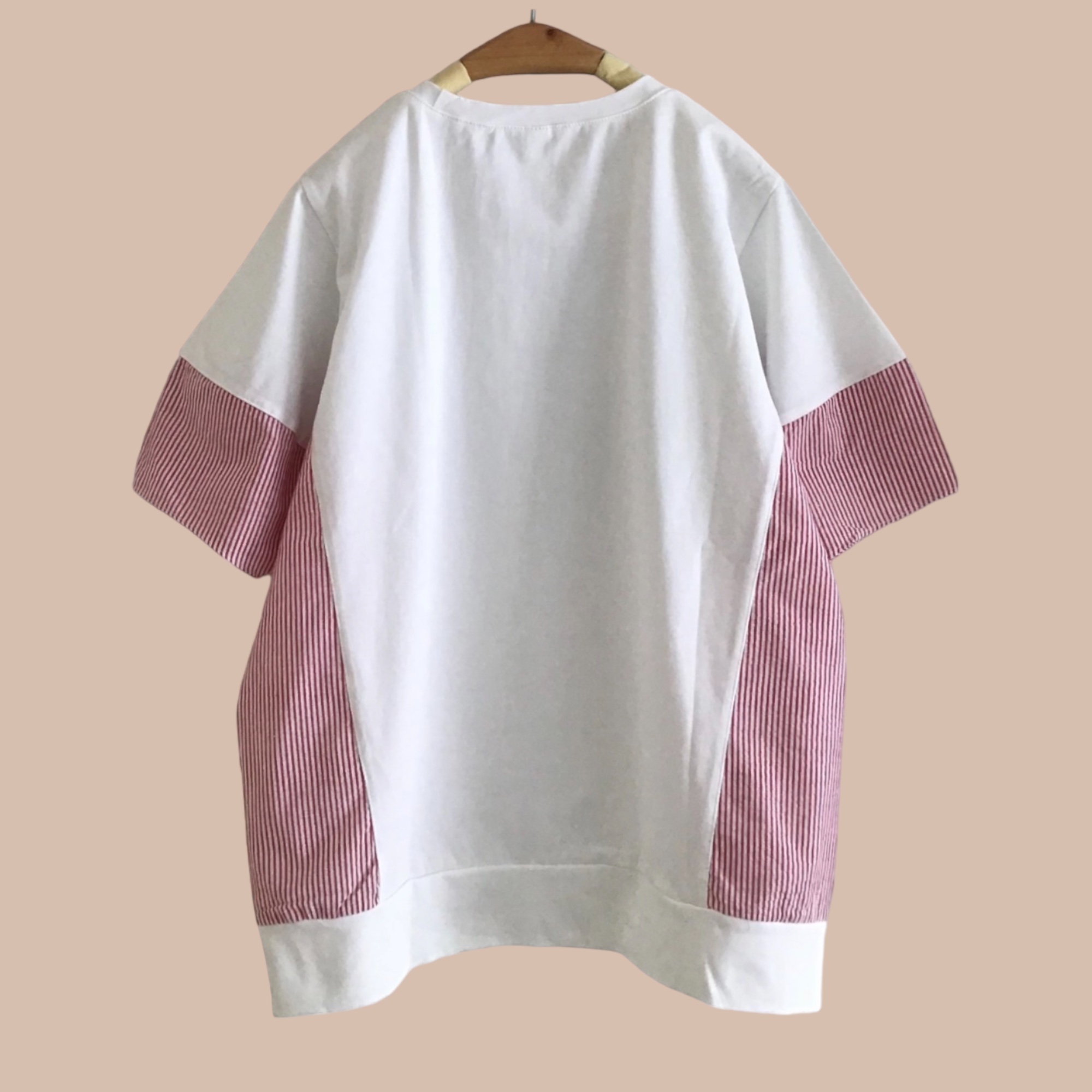 เสื้อยืดต่อลายผ้าฝ้ายสกรีนแต่งผ้าลายแมว 9am