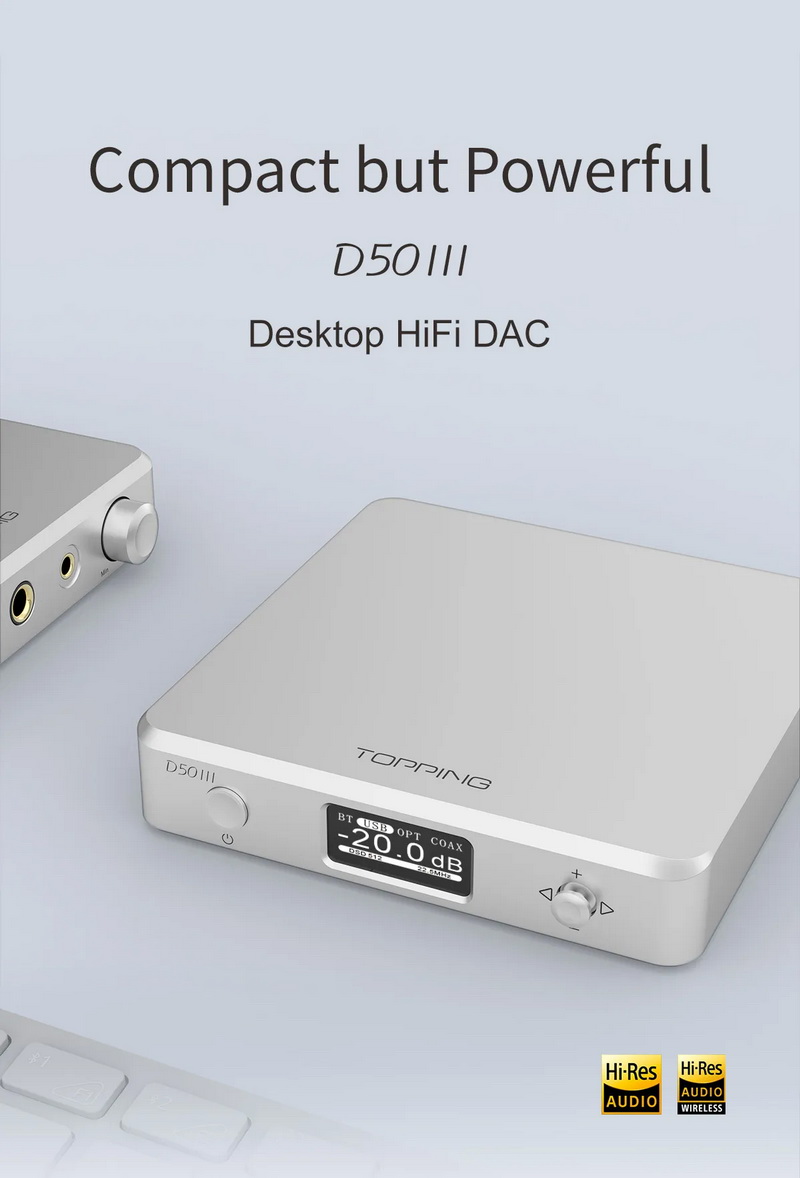 Topping D50III DAC ตั้งโต๊ะระดับ HiFi ชิป ES9039Q2M x2 รองรับ LDAC, Dual Hi-Res ประกันศูนย์ไทย