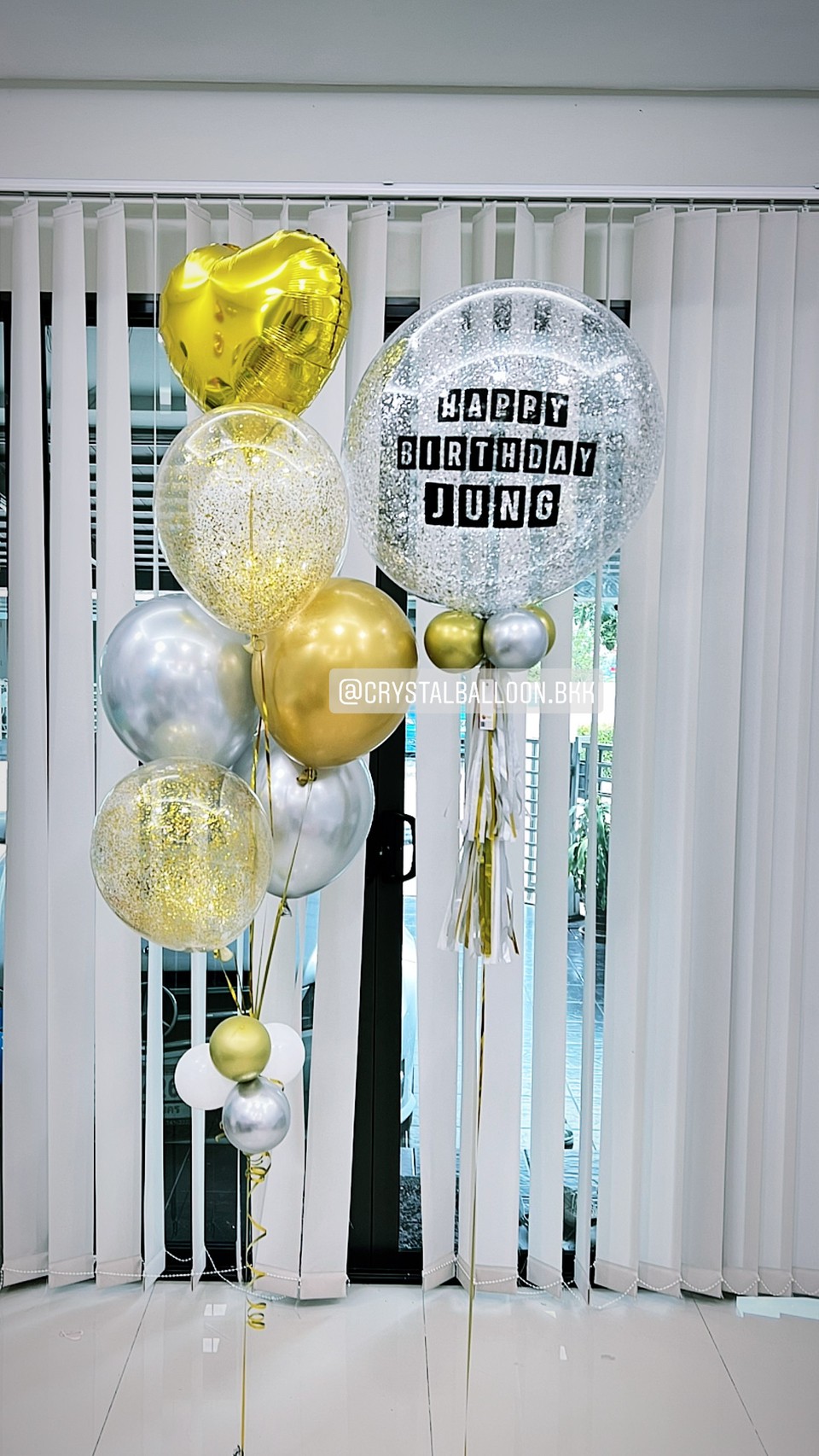 ลูกโป่ง วันเกิด Bubble ขนาด 24" พร้อม ช่อลูกโป่ง ช่อ 7 ลูก 1 ช่อ,ลูกโป่งใส ใส่กลิตเตอร์,ฟอยล์หัวใจ ขนาด 18" 1 ชิ้น พร้อมตกเเต่ง สามารถเปลี่ยนสีลูกโป่ง/เปลี่ยนข้อความ/เปลี่ยนขนาดได้