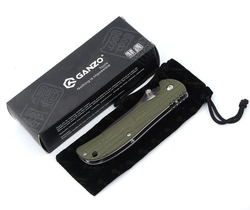 มีดพับ Ganzo กานโซ่ รุ่น G723 GR สีเขียวแก่ หนาถึก แข็งแกร่ง ของแท้ 100%