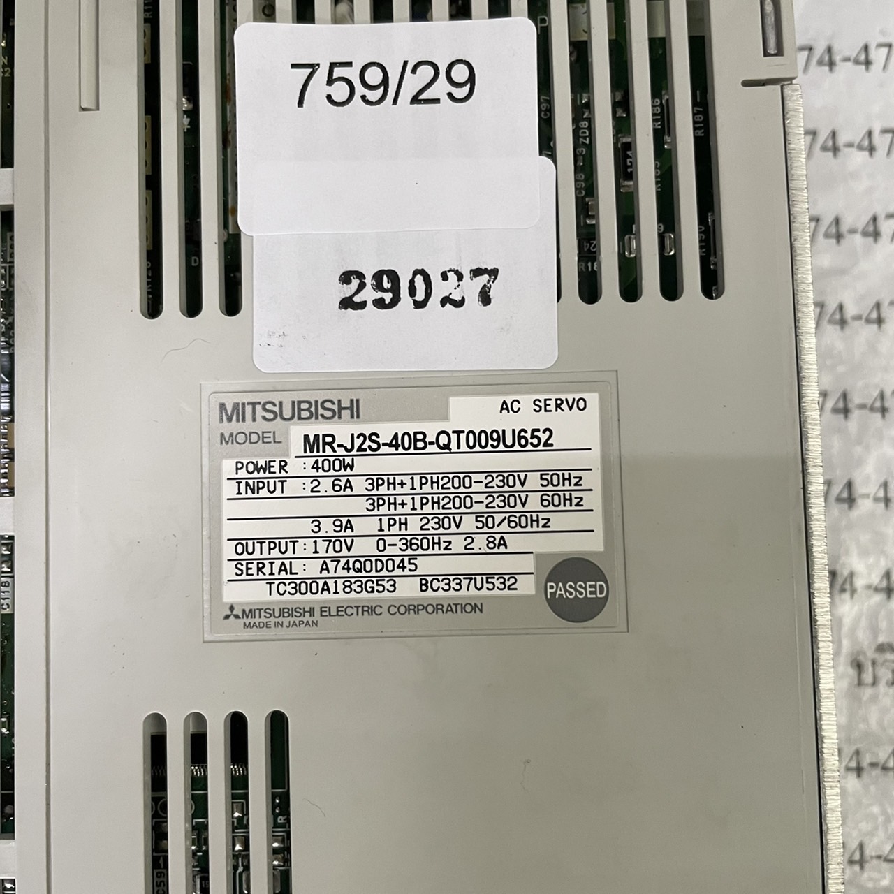 MR-J2S-40B-QT009U652 SERVO DRIVE " MITSUBISHI "
