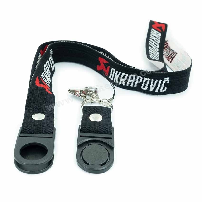 สายคล้องบัตร สายคล้องคอ สายคล้องกุญแจ สายคล้องโทรศัพท์ AKRAPOVIC(มีตัวปลดล็คปลายสาย)