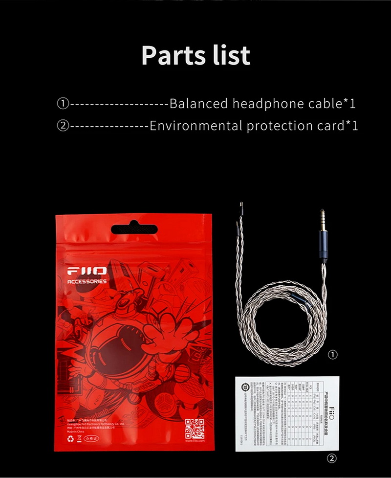 FiiO LS-4.4B สายอัพเกรดหูฟังทองแดงชุบเงิน โครงสร้าง Litz คุณภาพสูง