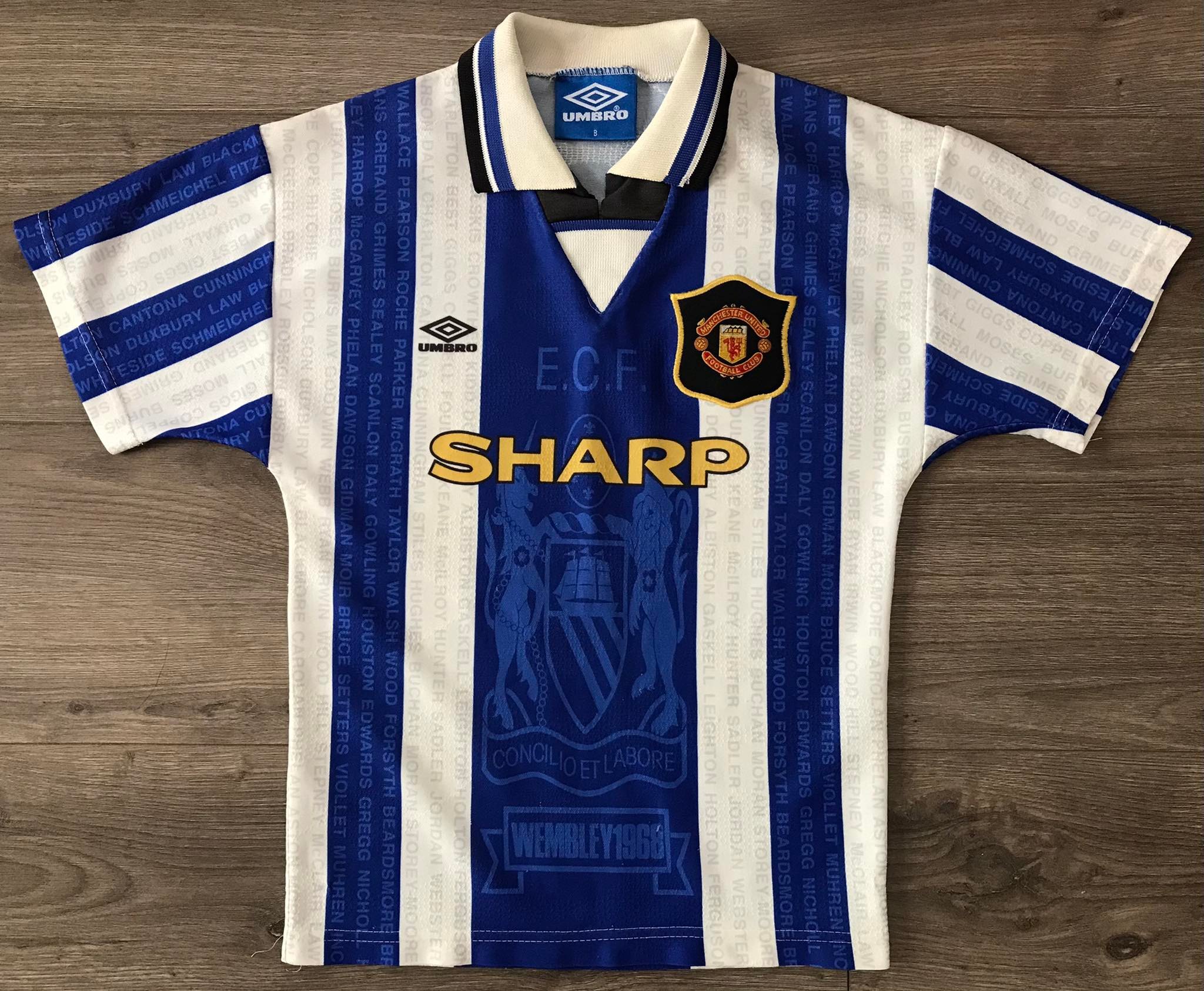 เสื้อฟุตบอล ทีมสโมสรแมนเชสเตอร์ ยูไนเต็ด ชุดเยือน 1994/96 B-Size / MANCHESTER UNITED Football Shirt Away Kit 1994/96 Jersey B-Size