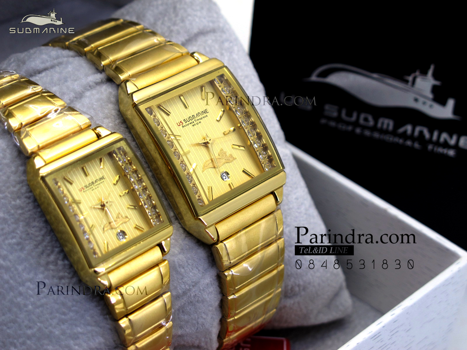 นาฬิกา US submarine รุ่น SUB1012M สายสแตนเลสสีทองหน้าทองขอบเพชร เรือนใหญ่