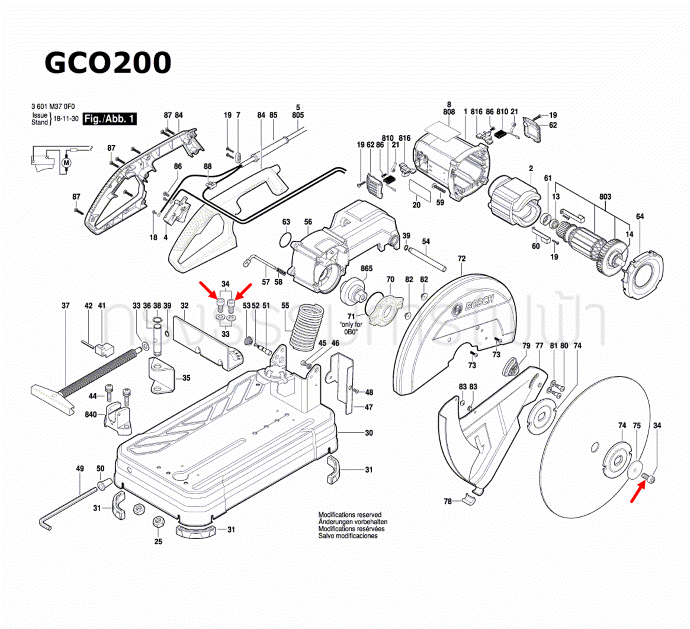 สกรู เครื่องตัดเหล็ก BOSCH รุ่น GCO14-24, GCO14-24่J, GCO200, GCO220, GCO240 (ราคา/ชิ้น) Pn.1609B03630 (แท้-สั่ง)