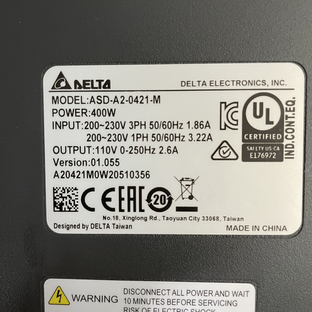 ASD-A2-0421-M SERVO DRIVE " DELTA "