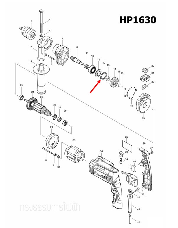 แหวนล๊อค R-35 สว่าน Maktec M8100B, MT811, MT813 [#10], MT814, HP1630 [#12], 2012NB [#73] Pn.962153-2 (แท้) ##(*)