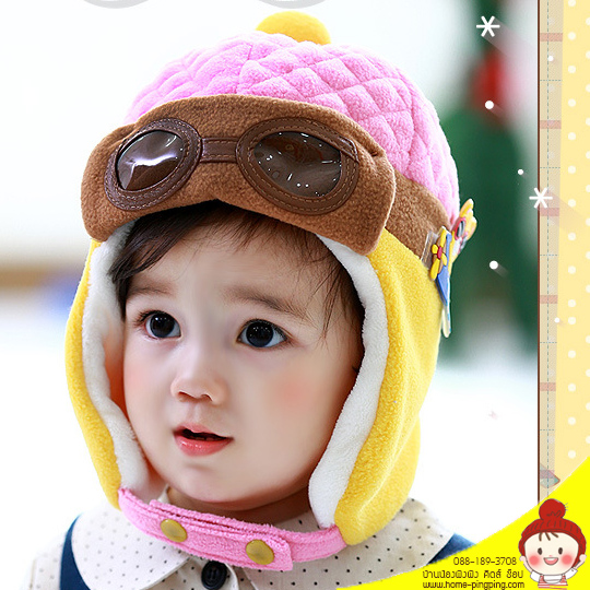 หมวกนักบินเอสกิโม LEMON KID (สีชมพู แว่นน้ำตาล) ใส่แล้วอุ่นหูมากๆ สำหรับ 6 เดือนเป็นต้นไป