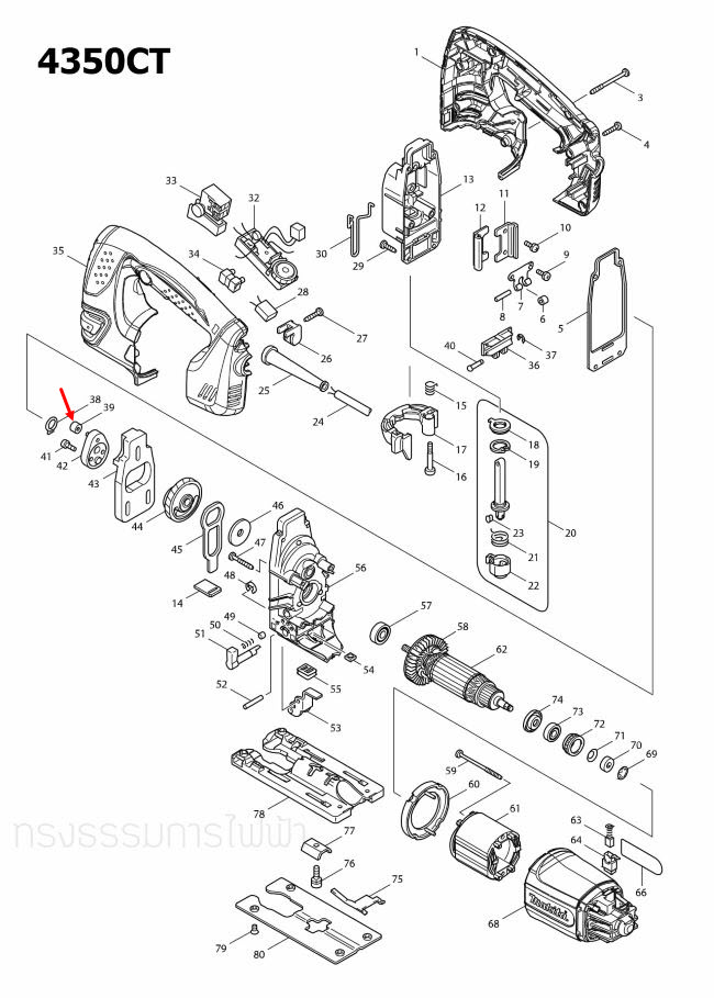 NEEDLE BEARING 407 เลื่อยจิ๊กซอร์ Makita มากีต้า 4340CT, 4350CT [#39] Pn.212014-9 (แท้) ##