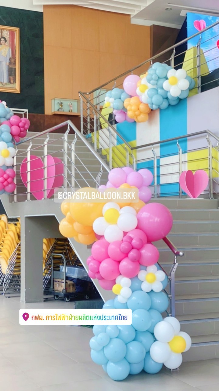 Organic Backdrop Theme Colorful ขนาด 7 เมตร (ราคาเฉพาะลูกโป่ง) **ไม่รวมโครง และ ป้ายต่าง ๆ** พร้อมตกแต่ง สามารถเปลี่ยนสีลูกโป่งได้
