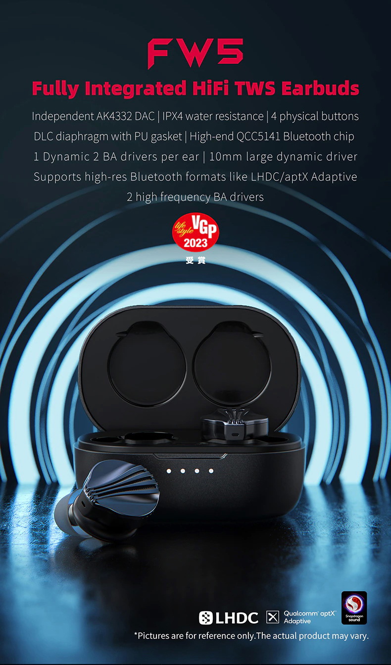 FiiO FW5 หูฟัง TWS หูฟัง 3 ไดรเวอร์ 2BA+1DD ประกันศูนย์ไทย