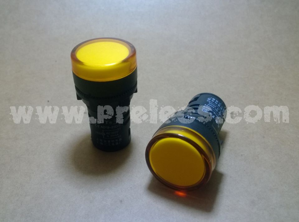 Pilot Lamp 220VAC สีเหลือง 22mm