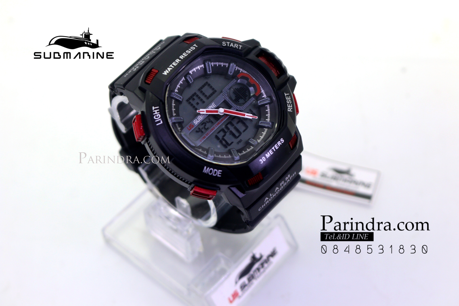 นาฬิกา US submarine TP3180M ดำ-แดง ทรง sport