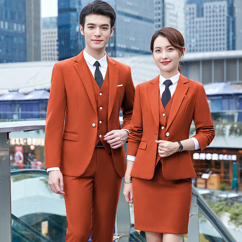 พร้อมเช่า ชุดสูทชาย สีส้มอิฐ Thai Tea (ไม่มีเสื้อกั๊ก)