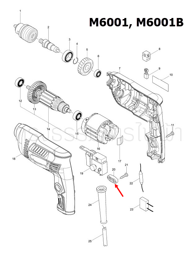 STRAIN RELIEFMT-811 จิ๊กซอว์ Maktec มาคเทค, Makita มากีต้า MT410 [#8], M1901, M1901B, M1902, M1902B [#11], M4302, M4302B [#28], M6001, M6001B [#20], M6501, M6501B [#25] Pn.687123-7 (แท้) ##