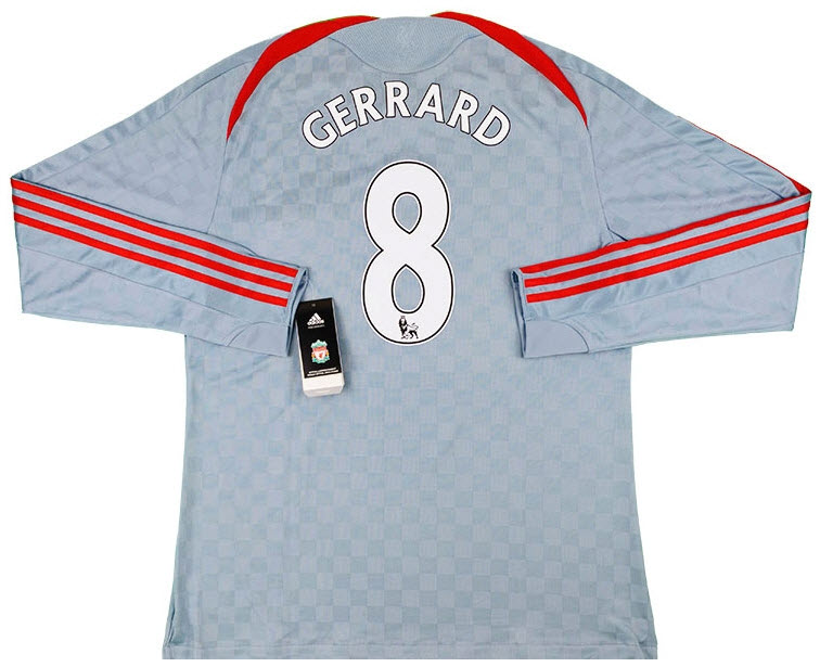เสื้อลิเวอร์พูล 2008-09 Liverpool Away L/S Shirt Gerrard 8 ของแท้ ใหม่ป้ายห้อย Size XL