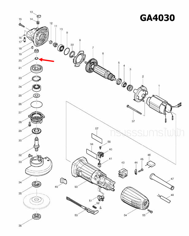 แหวนสปริง หินเจียร Maktec MT60 [#4], Makita M0600 [#4], GA4030, GA4031 [#21], GA5010 [#35] Pn.233950-6 (แท้) ## (*)