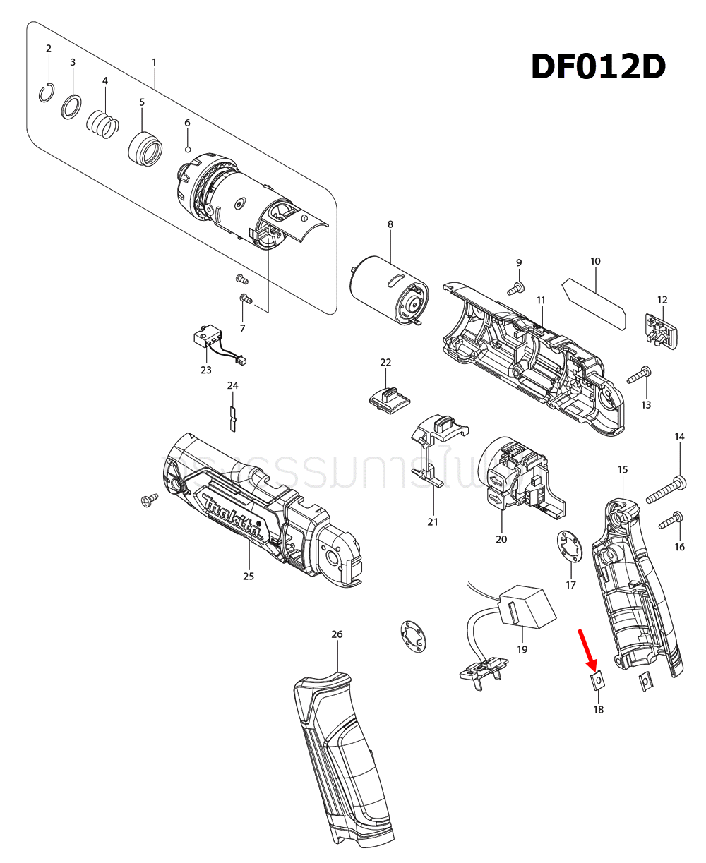 SET PLATE สว่านไขควงไร้สาย Makita มากีต้า DF010D, DF012D, TD020D, TD021D, TD022D, GN420C, GN600, GN600SE, GN900, GN900SE Pn.345749-8 (แท้) ##