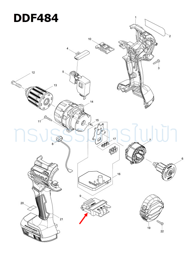TERMINAL ไขควงกระเเทกไร้สาย Makita มากีต้า DTW300, DHP483, DDF484, DHP486, DDF486 Pn.643874-2 (แท้) ##