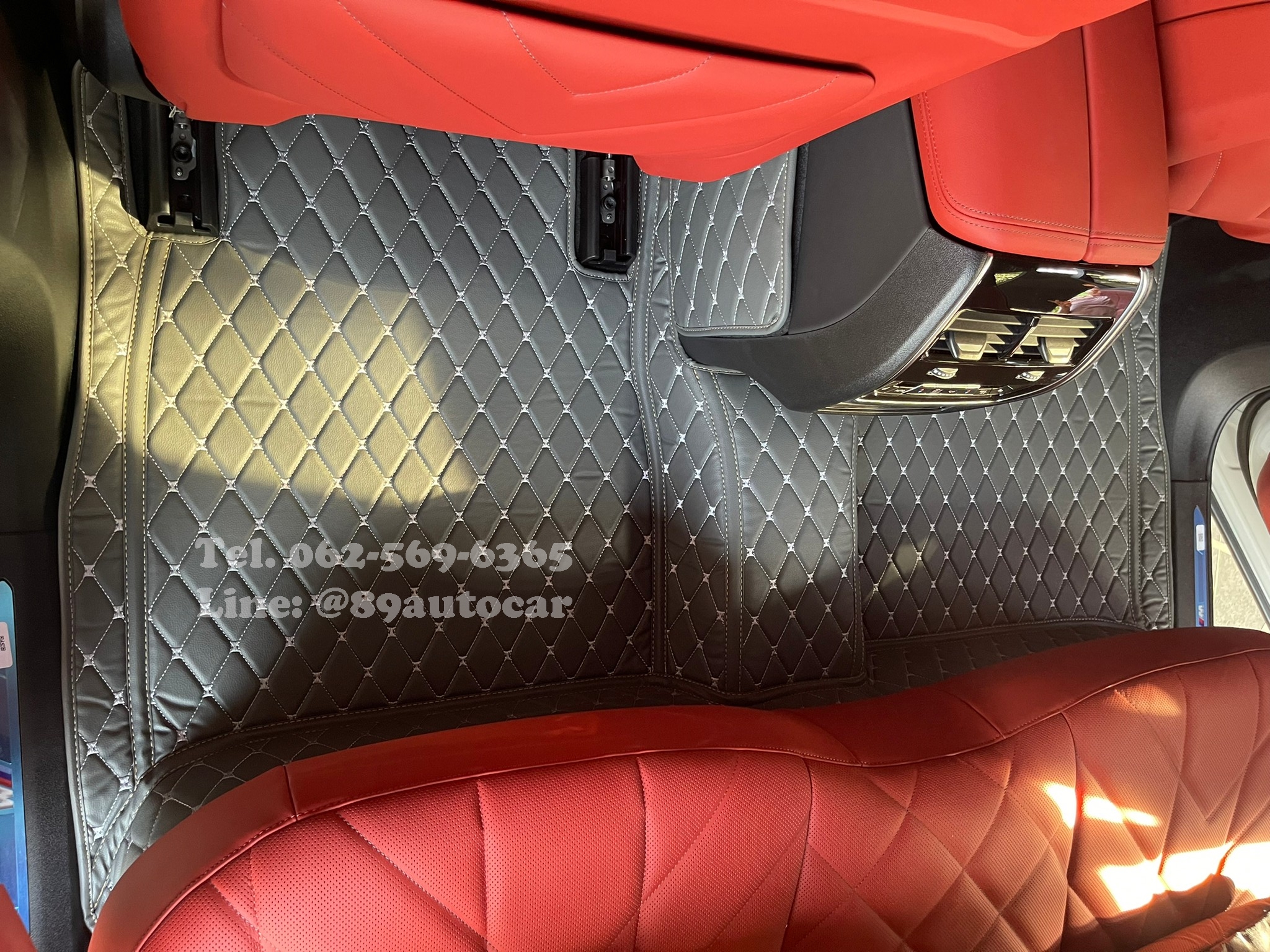 พรมปูพื้นรถยนต์ BMW XM G09 ปูพรม6D สีเทาด้ายเทา + ท้ายเก็บของ