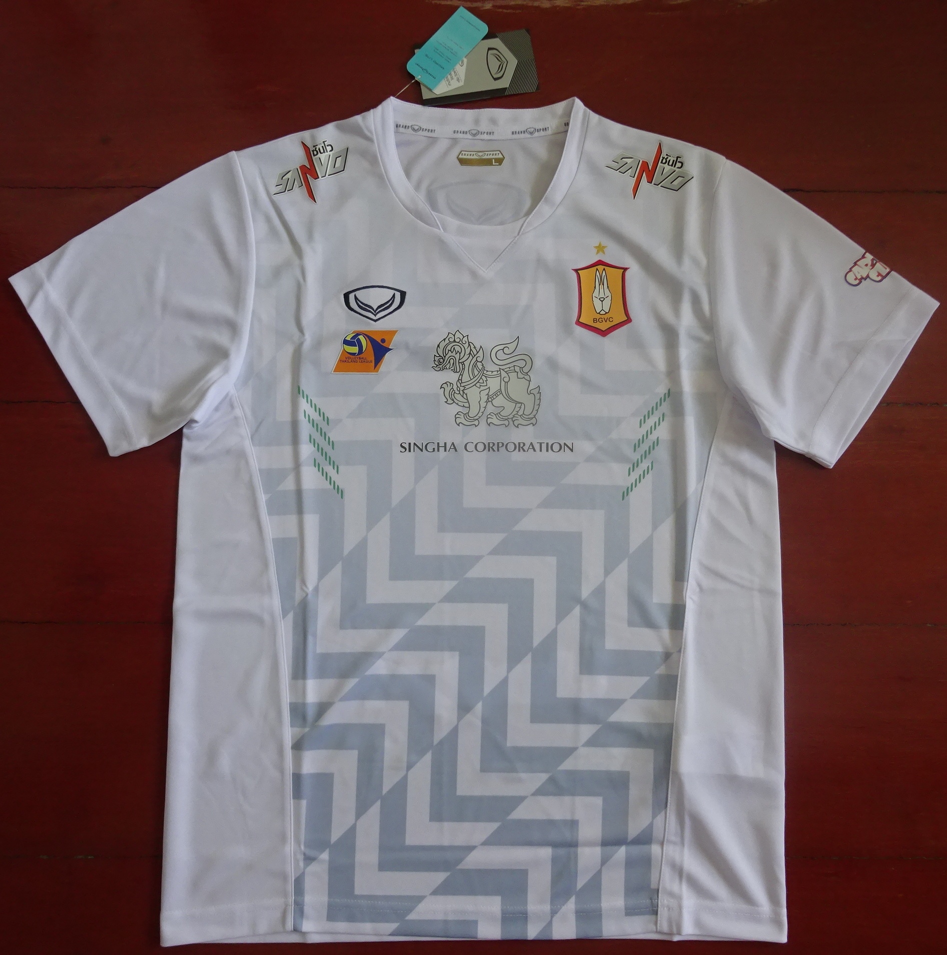 เสื้อวอลเลย์บอล ทีมสโมสรบางกอกกล๊าส วีซี ชุดที่ 2 ชุดลุยศึกไทยแลนด์ ลีก 2015/16 (เสื้อผู้ชาย) ใหม่ L-Size / BANGKOK GLASS VC Volleyball Shirt Second Kit Thailand League 2015/16 (Male) Jersey NEW L-Size