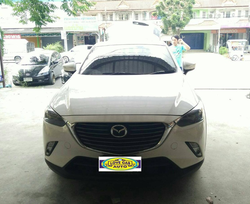 ขายยางปูพื้นรถเข้ารูป Mazda CX-3 ลายกระดุมสีเทาขอบชมพู