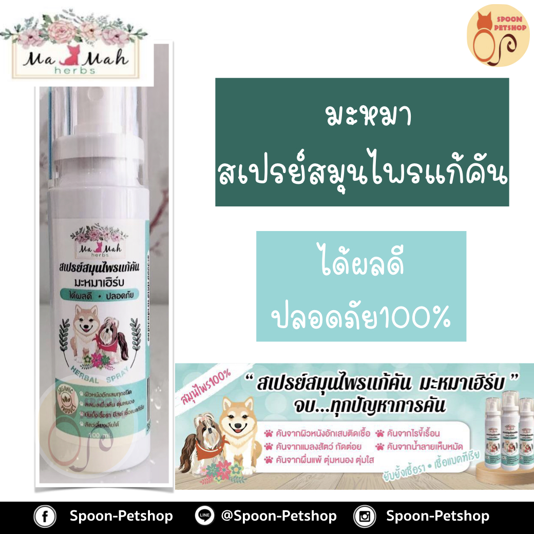 สเปรย์แก้คัน มะหมา เฮิร์บ "ยับยั้งเชื้อรา เชื้อแบคทีเรีย" แก้อาการคันจากสาเหตุต่างๆ