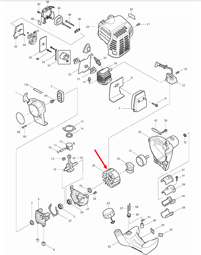 จานไฟ เครื่องตัดหญ้า 2 จังหวะ รุ่น EM2500U [#29] Pn.DA00000089 (แท้) ##