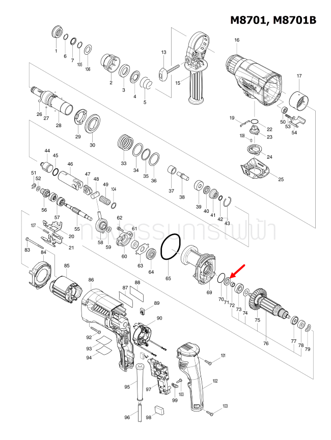 OIL SEAL 12 สว่านโรตารี่ Maktec มาคเทค, Makita มากีต้า MT870, MT871, M8701, M8701B [#71], HR11FT, HR2300, HR2600 Pn.213678-2 (แท้) ##(**)
