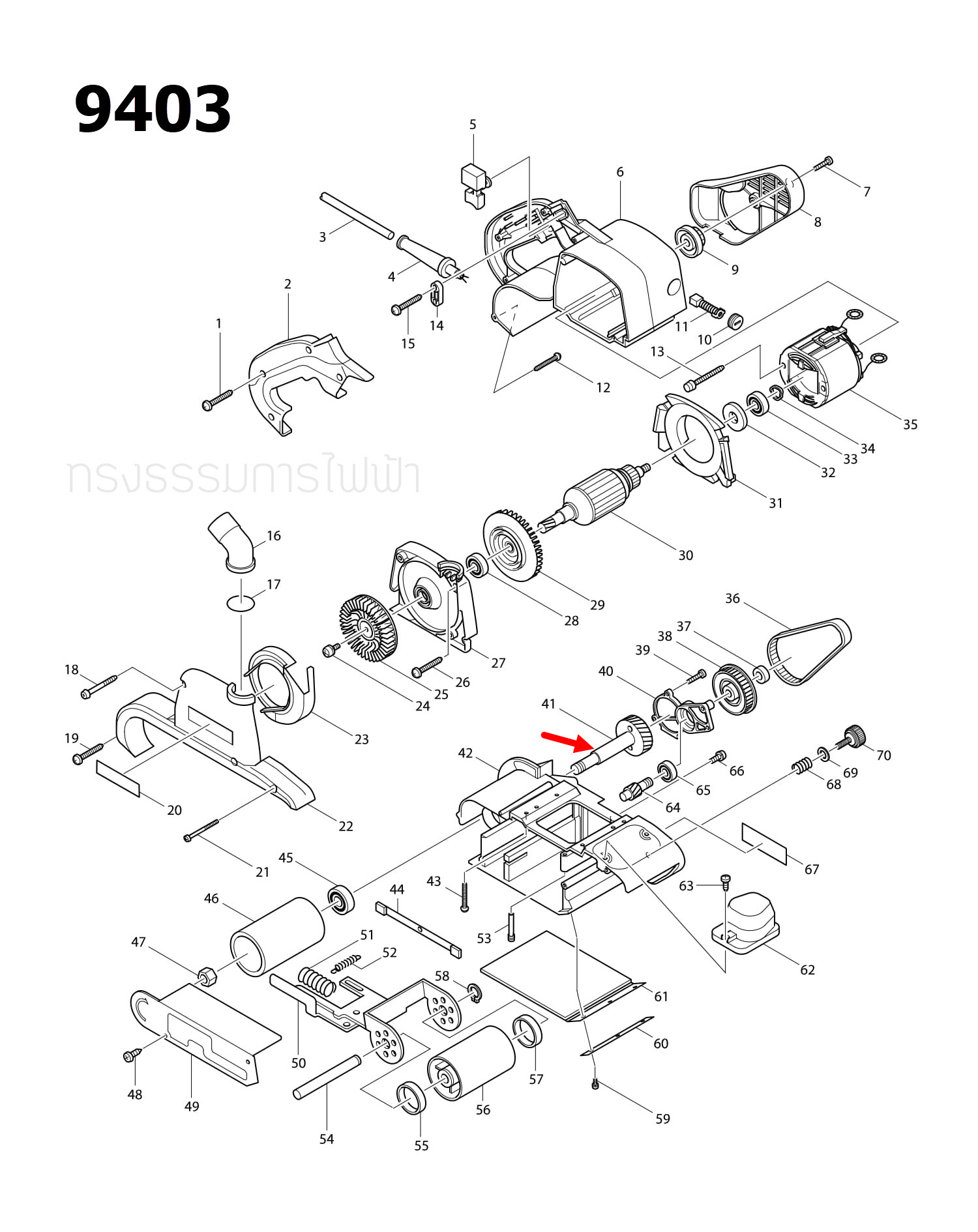 เฟืองใหญ่ เครื่องขัดสายพาน Makita มากีต้า 9403 [#41] Pn.153291-3 (แท้) ##