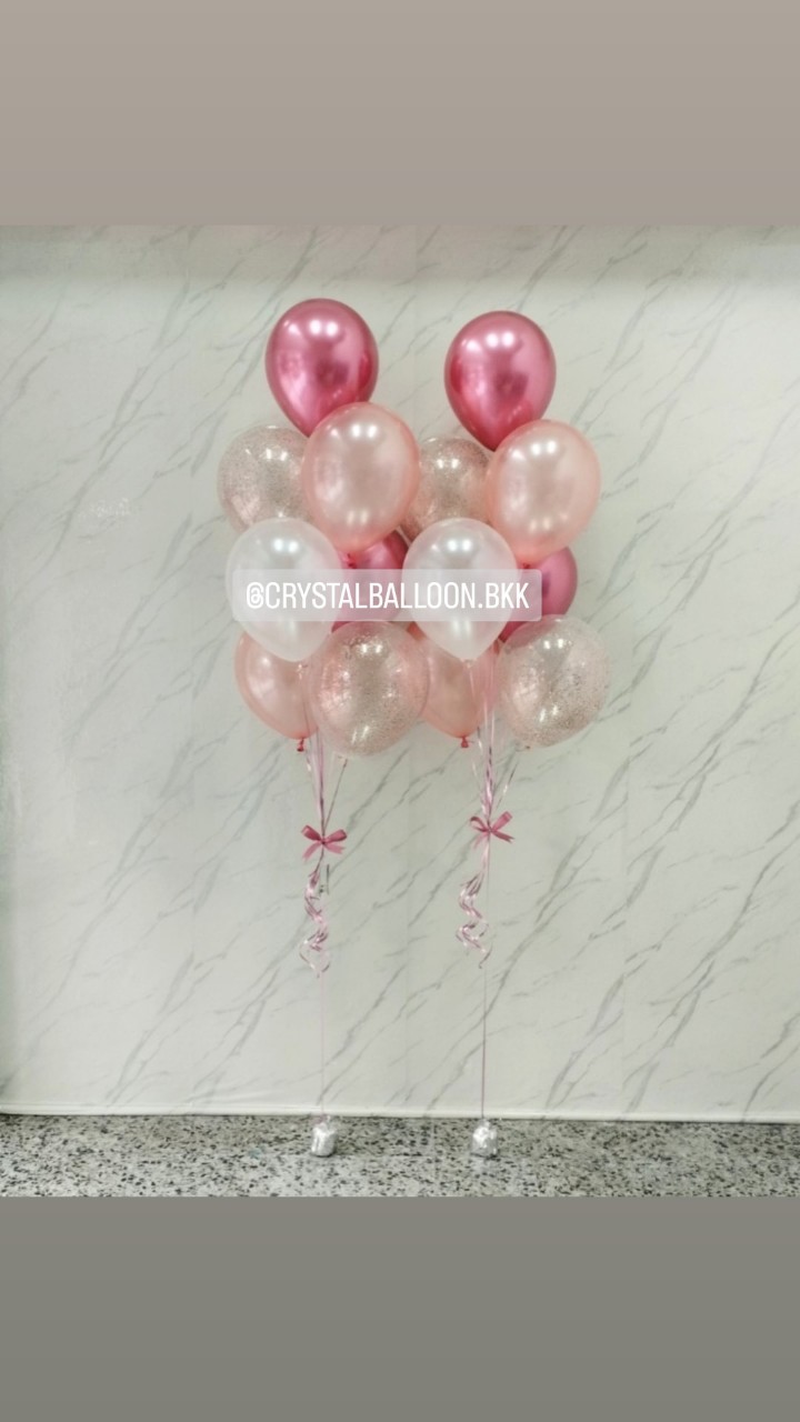 ลูกโป่ง แสดงความยินดี ช่อลูกโป่ง ช่อ 7 ลูก 2 ช่อ ธีมสีชมพู พร้อมตกแต่ง สามารถเปลี่ยนสีลูกโป่งได้