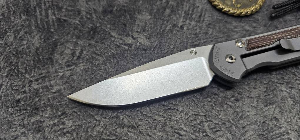 Chris Reeve Small Sebenza 31 lnlay LH Drop Point Natural Canvas Micarta Glass Blasted CPM Magnacut(มือซ้าย)